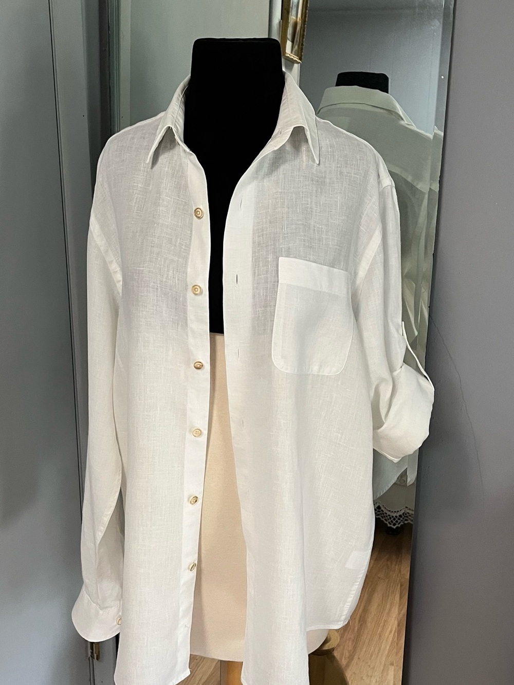 Tasso Elba Island White Linen Casual Shirt